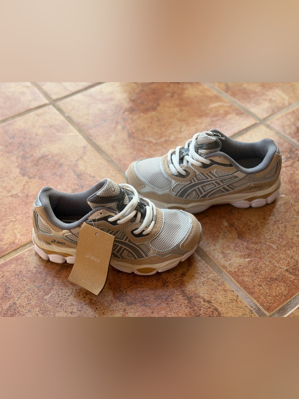 Size 4.5 Men’s And Women’s 6 - Asics Gel Kayano NYC Sneakers in Beige and Gray